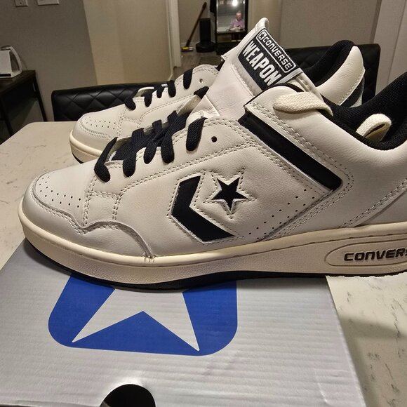 NEW Converse Weapon Low Vintage White Black Sneakers A07239C MENS SIZE 10 NEW - Picture 4 of 11